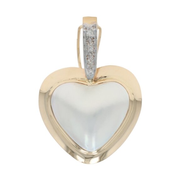 Yellow Gold Mabe Pearl Heart Enhancer Pendant - 14k Love